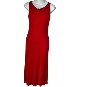 Vintage Bebe Tank Cowl Neck Fitted Dress Long Red Women’s‎ Size Medium Bodycon